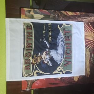 Vintage style absinthe ad on cloth decor